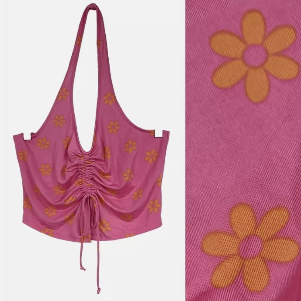 Urban Outfitters Halter Crop Top Pink Small